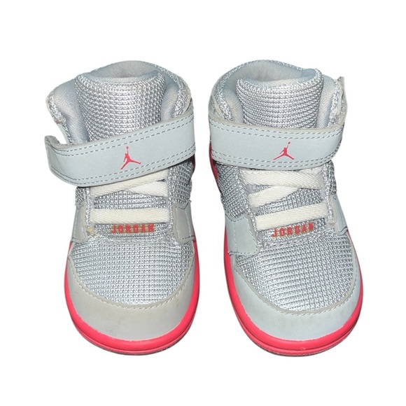 Baby Jordans Gray and Pink Sneakers gym shoe - Picture 3 of 7